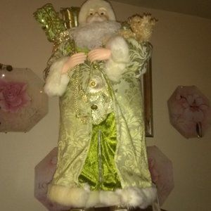 Santa in green new with tags 21"